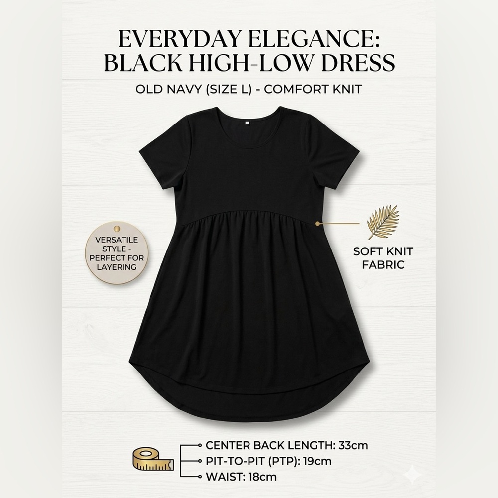 Black High-Low Kids Dress - Soft Knit